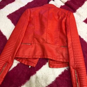 Red Leather Biker Jacket